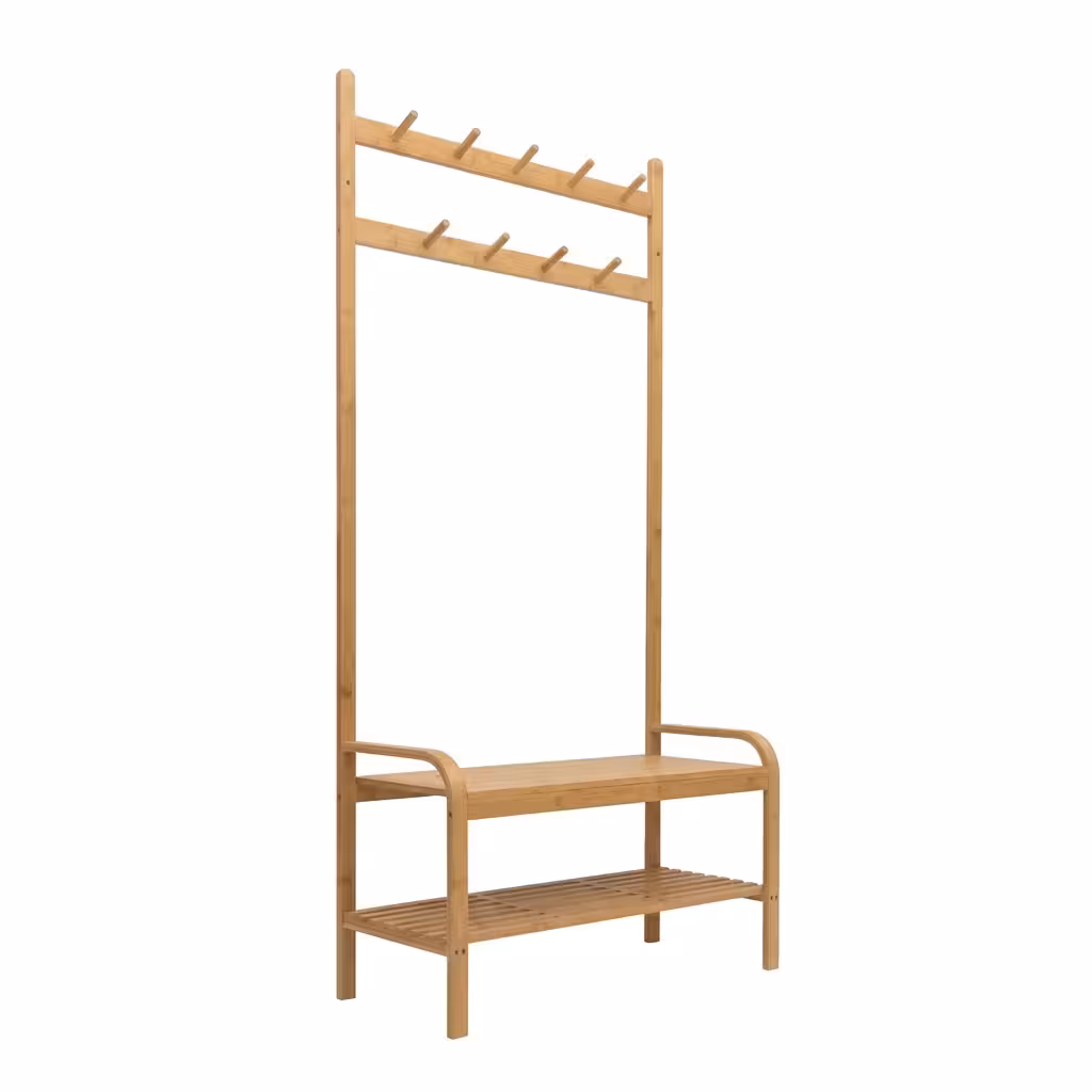 Mueble Perchero con zapatero bambú